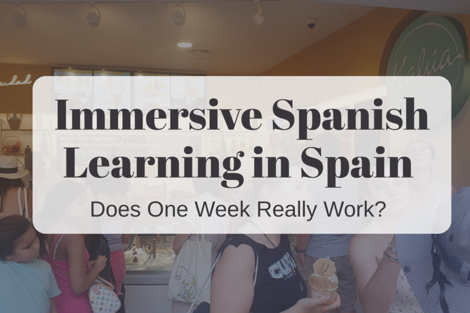 Child practising Spanish in a local ice cream parlour in Málaga on an immersive language learning trip