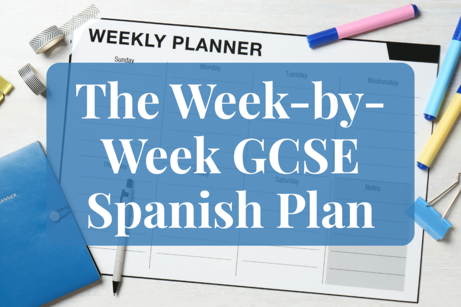 Weekly GCSE Spanish revision schedule covering vocabulary, listening, speaking and writing