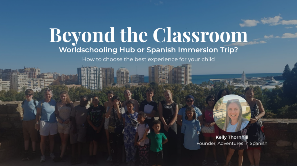 Kelly from Adventures in Spanish with families on a Spanish immersion trip exploring language and culture in Spain